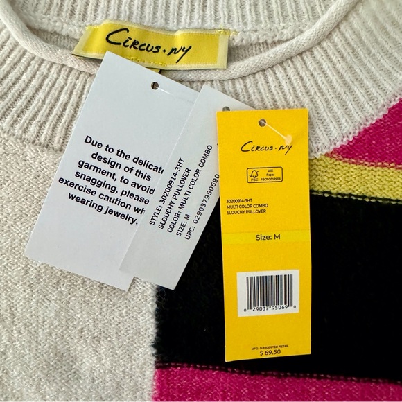 Circus NY by Sam Edelman Slouchy Pullover Sweater Multi Color Medium - Picture 6 of 12